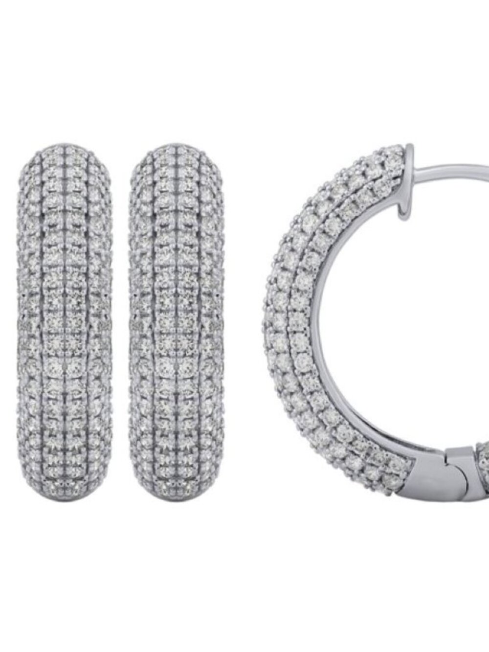 4.00 Carat Natural Diamond Hoop Earrings G SI 14K White Gold
